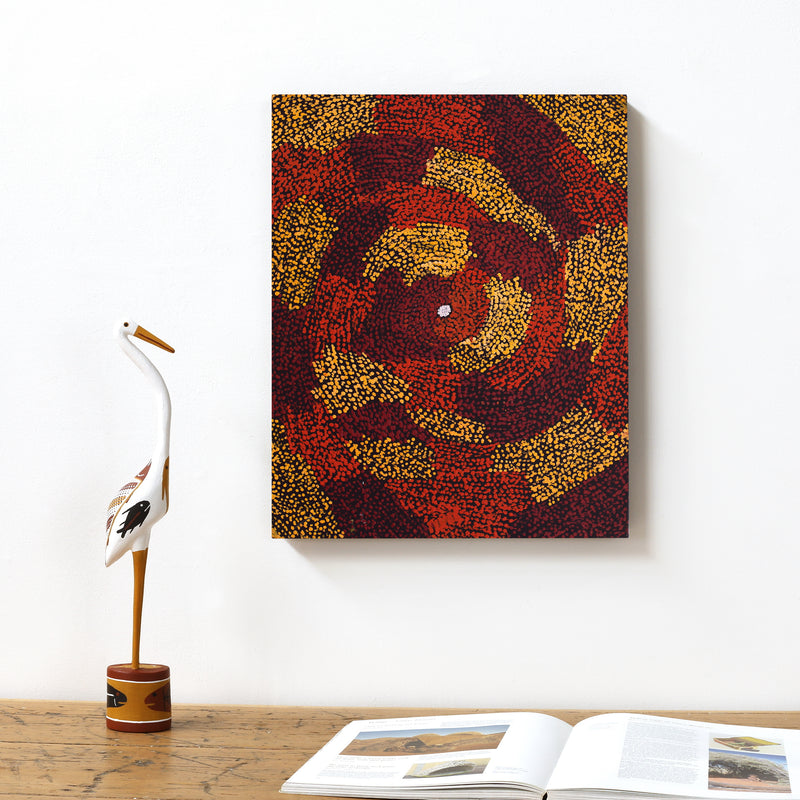 Aboriginal Artwork by Sarah Napurrurla Leo, Ngapa Jukurrpa (Water Dreaming) - Puyurru, 50x40cm