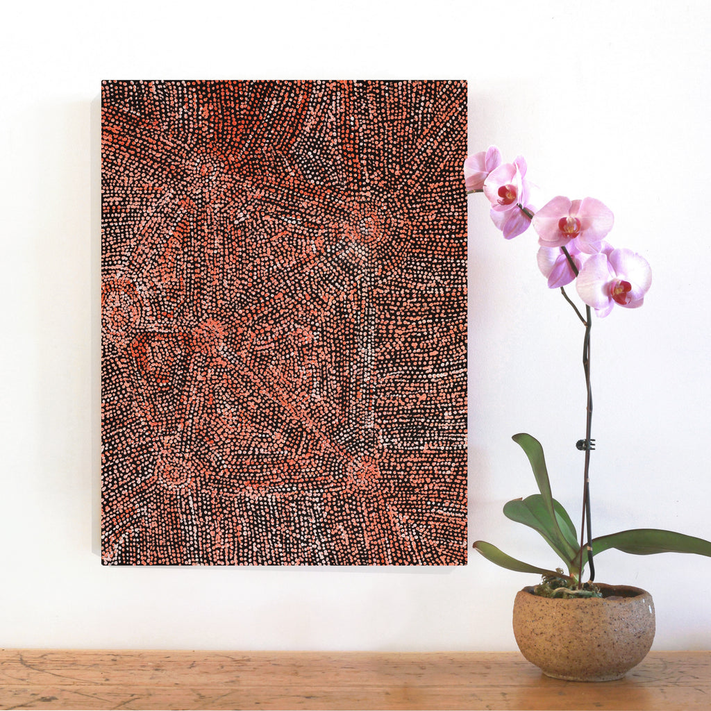 Aboriginal Artwork by Sarah Napurrurla Leo, Ngapa Jukurrpa (Water Dreaming) - Puyurru, 61x46cm