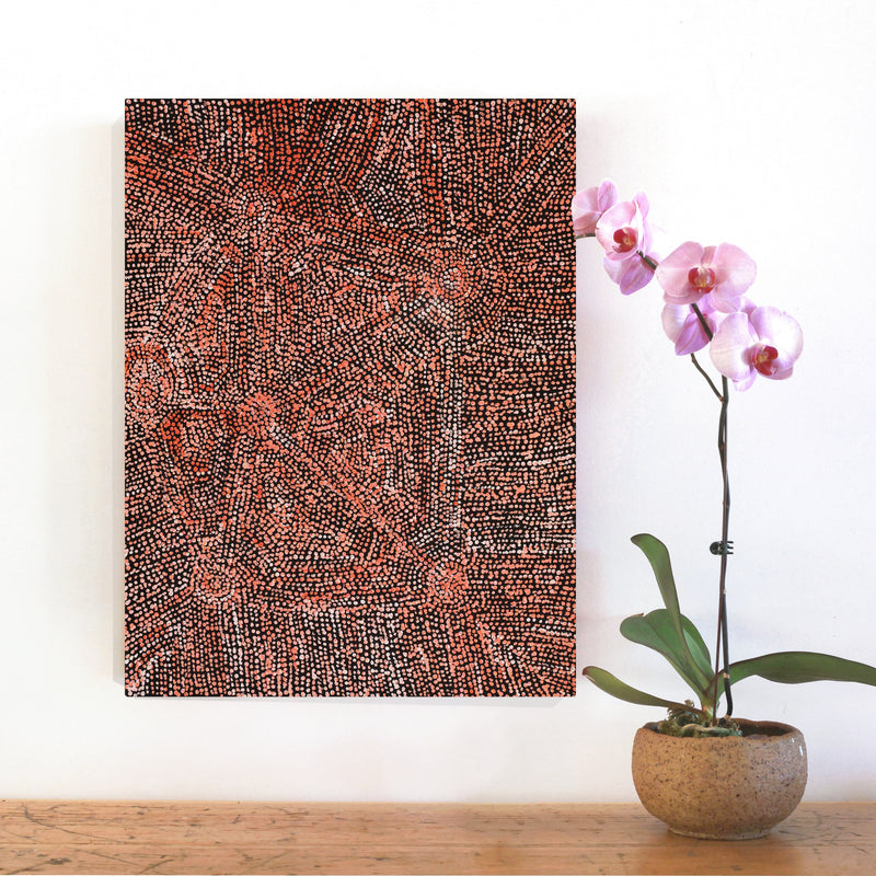 Aboriginal Artwork by Sarah Napurrurla Leo, Ngapa Jukurrpa (Water Dreaming) - Puyurru, 61x46cm