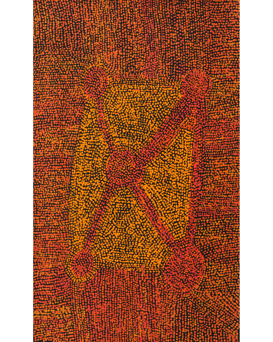 Aboriginal Artwork by Sarah Napurrurla Leo, Ngapa Jukurrpa (Water Dreaming) - Puyurru, 76x46cm