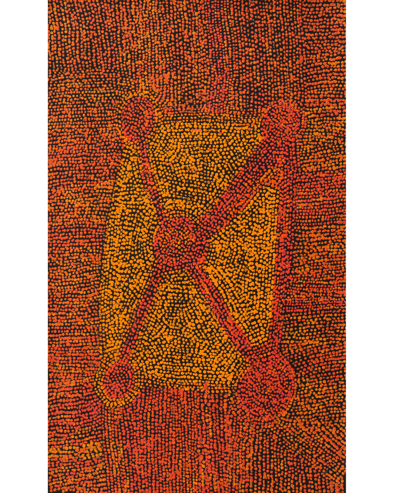 Aboriginal Artwork by Sarah Napurrurla Leo, Ngapa Jukurrpa (Water Dreaming) - Puyurru, 76x46cm