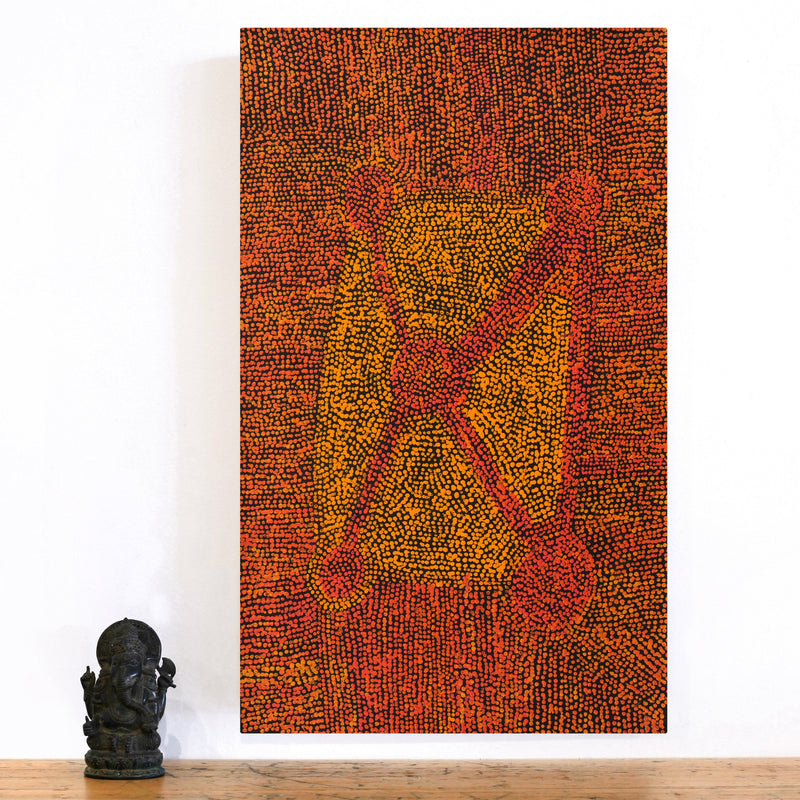 Aboriginal Artwork by Sarah Napurrurla Leo, Ngapa Jukurrpa (Water Dreaming) - Puyurru, 76x46cm