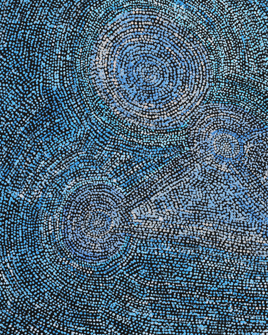 Aboriginal Artwork by Sarah Napurrurla Leo, Ngapa Jukurrpa (Water Dreaming) - Puyurru, 76x61cm