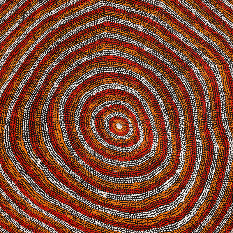 Aboriginal Artwork by Sarah Napurrurla Leo, Ngapa Jukurrpa (Water Dreaming) - Puyurru, 76x76cm