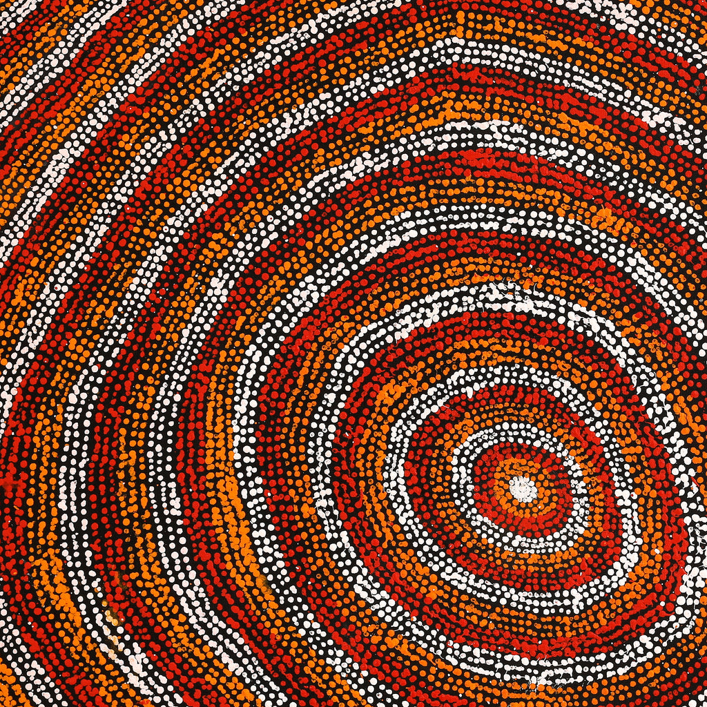 Aboriginal Artwork by Sarah Napurrurla Leo, Ngapa Jukurrpa (Water Dreaming) - Puyurru, 76x76cm