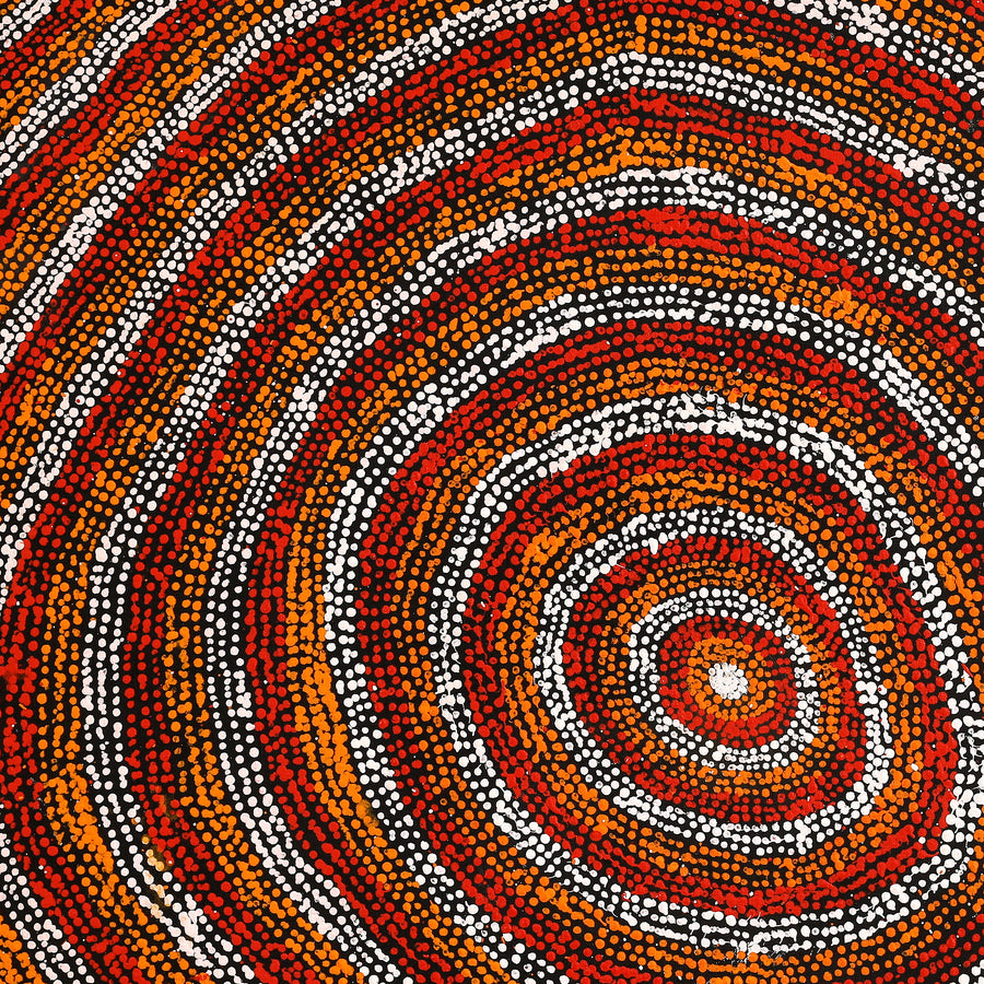 Aboriginal Artwork by Sarah Napurrurla Leo, Ngapa Jukurrpa (Water Dreaming) - Puyurru, 76x76cm