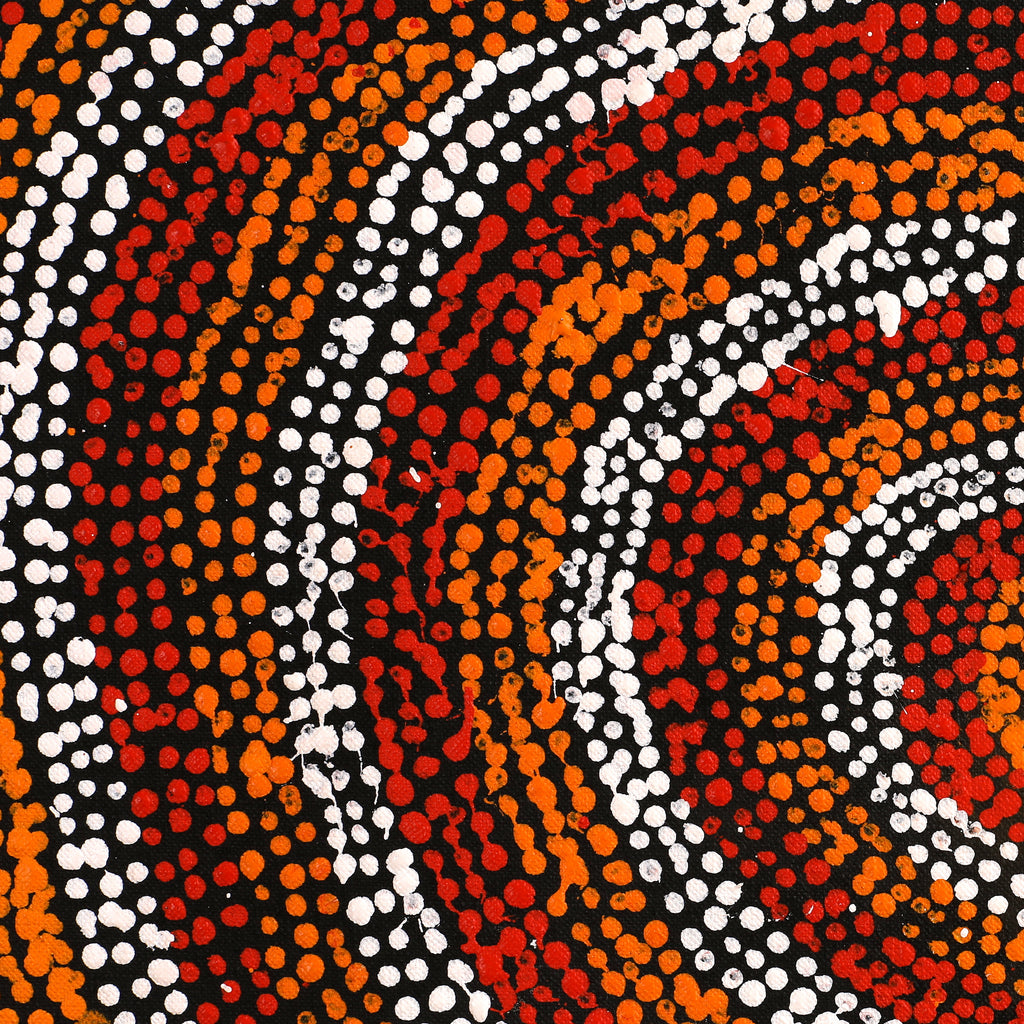 Aboriginal Artwork by Sarah Napurrurla Leo, Ngapa Jukurrpa (Water Dreaming) - Puyurru, 76x76cm