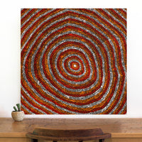 Aboriginal Artwork by Sarah Napurrurla Leo, Ngapa Jukurrpa (Water Dreaming) - Puyurru, 76x76cm