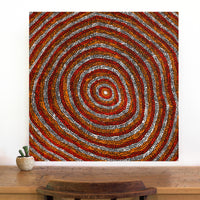 Aboriginal Art by Sarah Napurrurla Leo, Ngapa Jukurrpa (Water Dreaming) - Puyurru, 76x76cm - ART ARK®