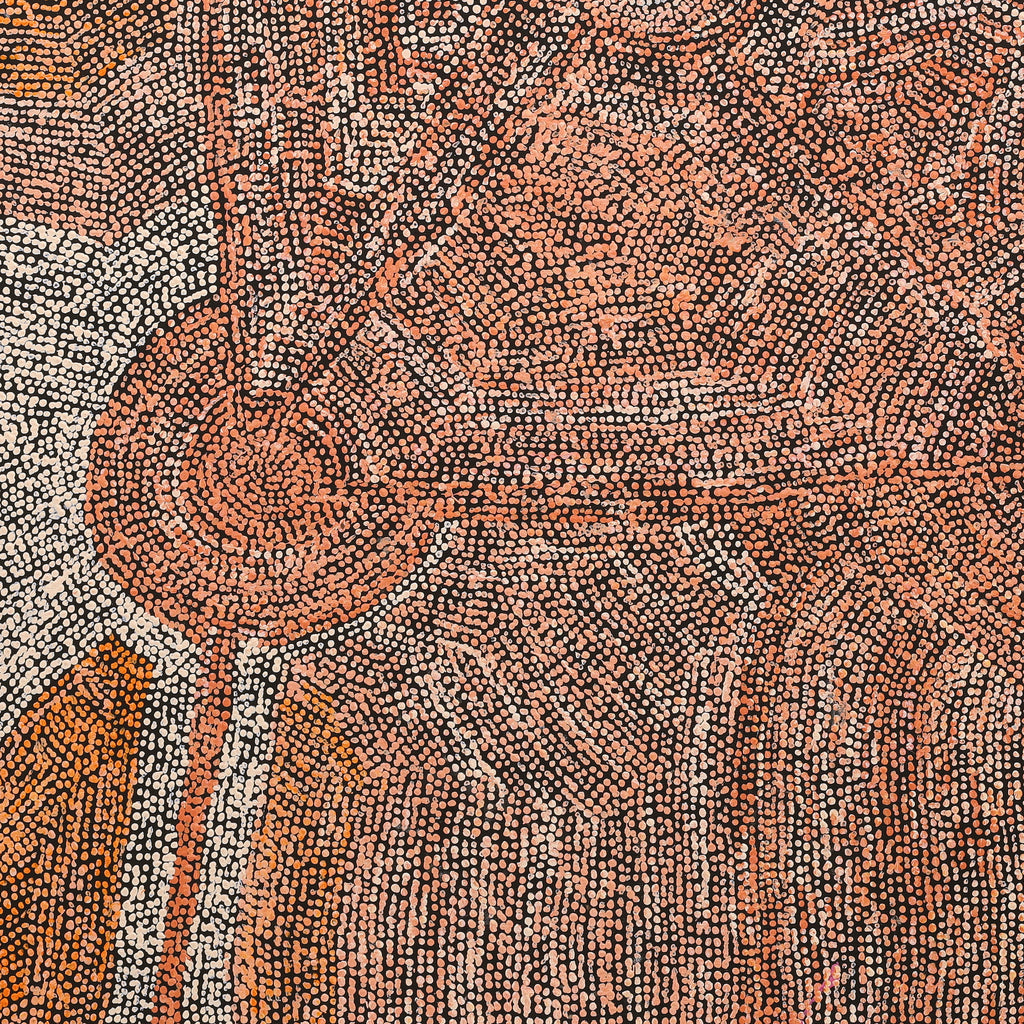 Aboriginal Artwork by Sarah Napurrurla Leo, Ngapa Jukurrpa (Water Dreaming) - Puyurru, 91x91cm