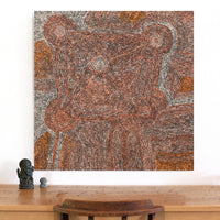 Aboriginal Artwork by Sarah Napurrurla Leo, Ngapa Jukurrpa (Water Dreaming) - Puyurru, 91x91cm