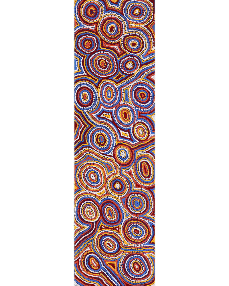 Aboriginal Artwork by Sarah Napaljarri Sims, Mina Mina Jukurrpa (Mina Mina Dreaming), 107x30cm