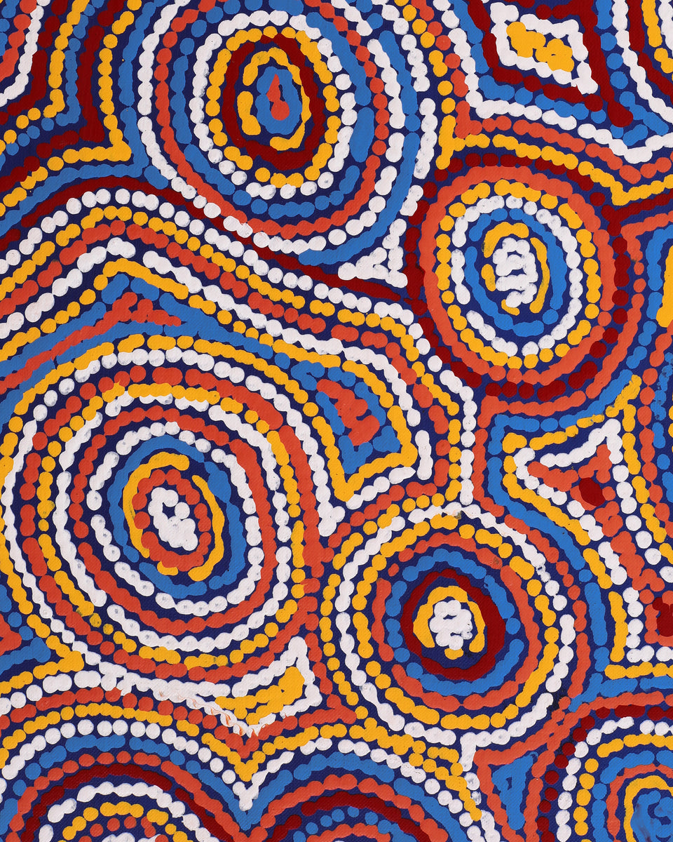 Aboriginal Artwork by Sarah Napaljarri Simms, Mina Mina Jukurrpa (Mina Mina Dreaming), 107x30cm