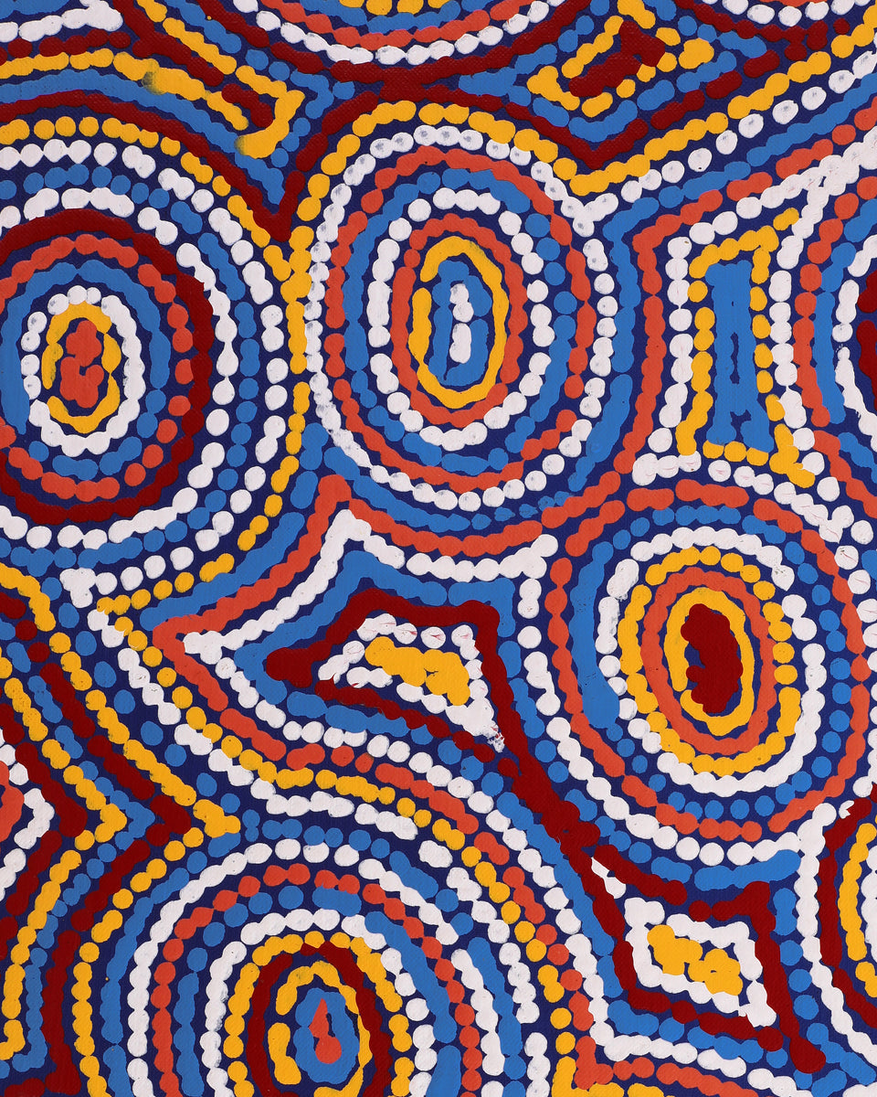 Aboriginal Artwork by Sarah Napaljarri Simms, Mina Mina Jukurrpa (Mina Mina Dreaming), 107x30cm