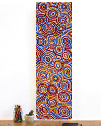 Aboriginal Artwork by Sarah Napaljarri Sims, Mina Mina Jukurrpa (Mina Mina Dreaming), 107x30cm
