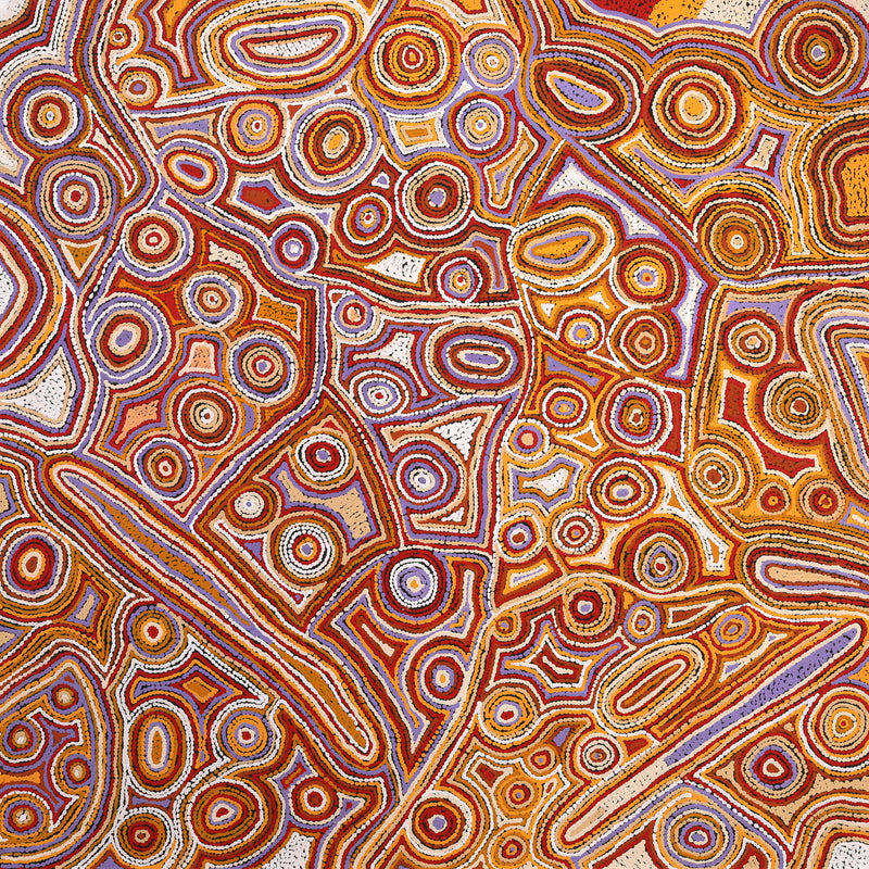 Aboriginal Artwork by Sarah Napaljarri Sims, Mina Mina Jukurrpa (Mina Mina Dreaming), 122x122cm