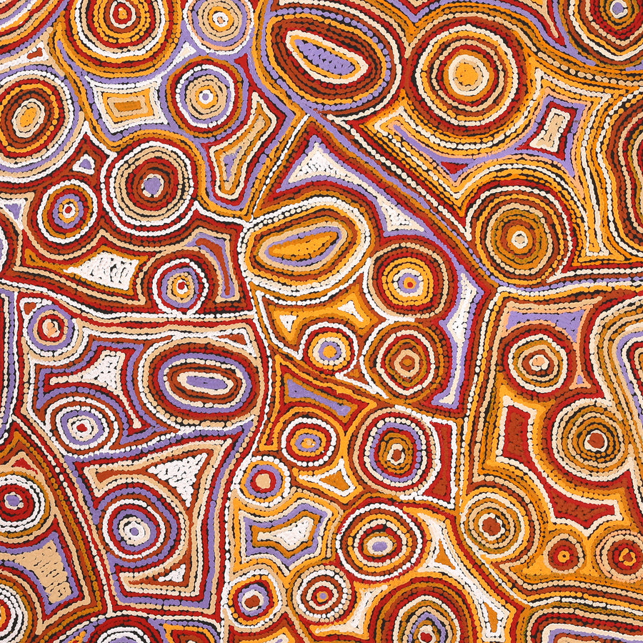 Aboriginal Artwork by Sarah Napaljarri Sims, Mina Mina Jukurrpa (Mina Mina Dreaming), 122x122cm