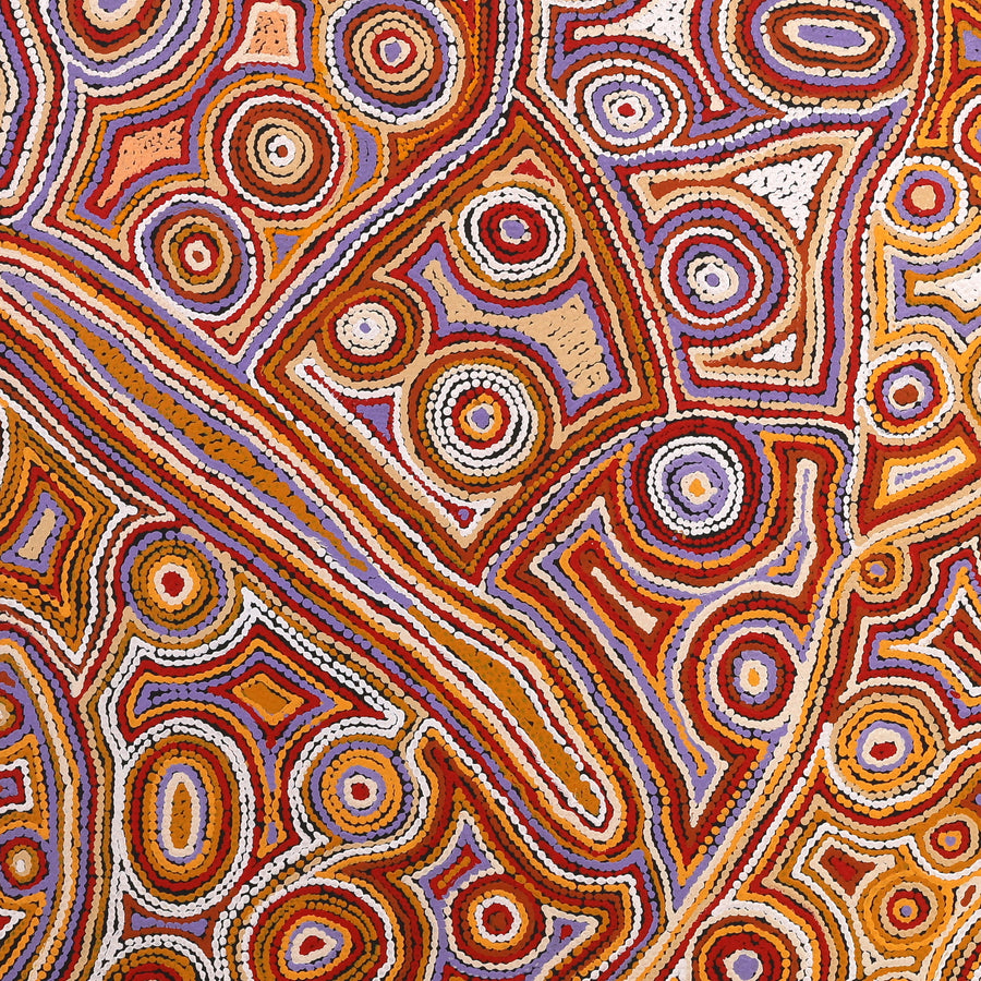 Aboriginal Artwork by Sarah Napaljarri Sims, Mina Mina Jukurrpa (Mina Mina Dreaming), 122x122cm