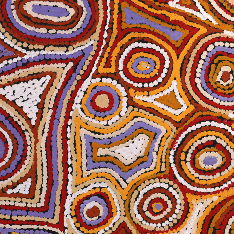 Aboriginal Artwork by Sarah Napaljarri Sims, Mina Mina Jukurrpa (Mina Mina Dreaming), 122x122cm