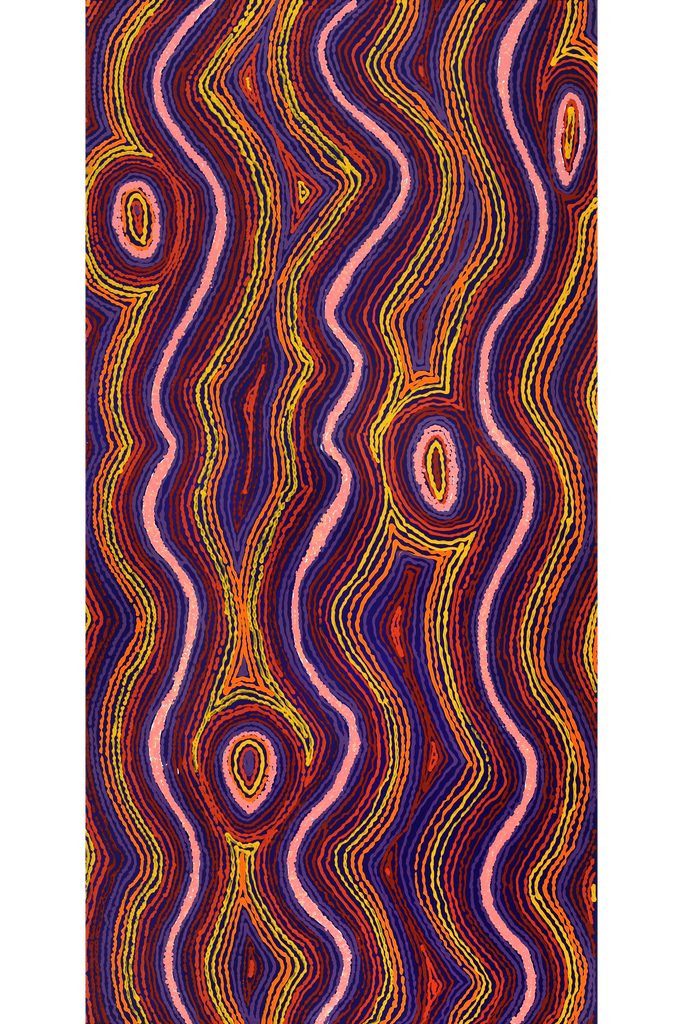 Aboriginal Art by Sarah Napaljarri Simms, Mina Mina Jukurrpa (Mina Mina Dreaming), 122x61cm - ART ARK®