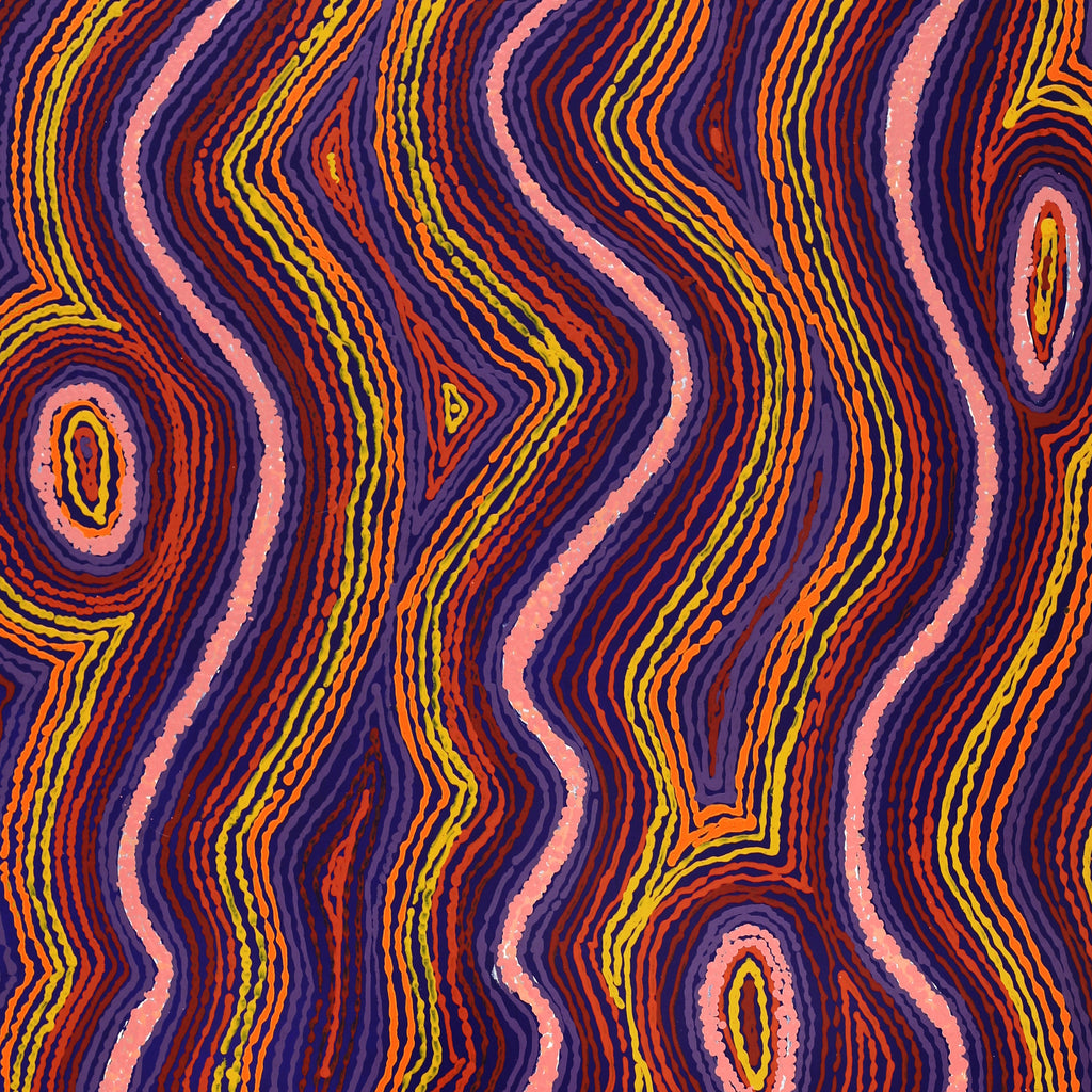 Aboriginal Art by Sarah Napaljarri Simms, Mina Mina Jukurrpa (Mina Mina Dreaming), 122x61cm - ART ARK®