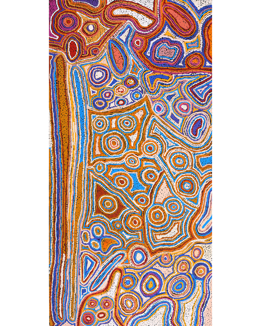 Aboriginal Artwork by Sarah Napaljarri Sims, Mina Mina Jukurrpa (Mina Mina Dreaming), 152x76cm