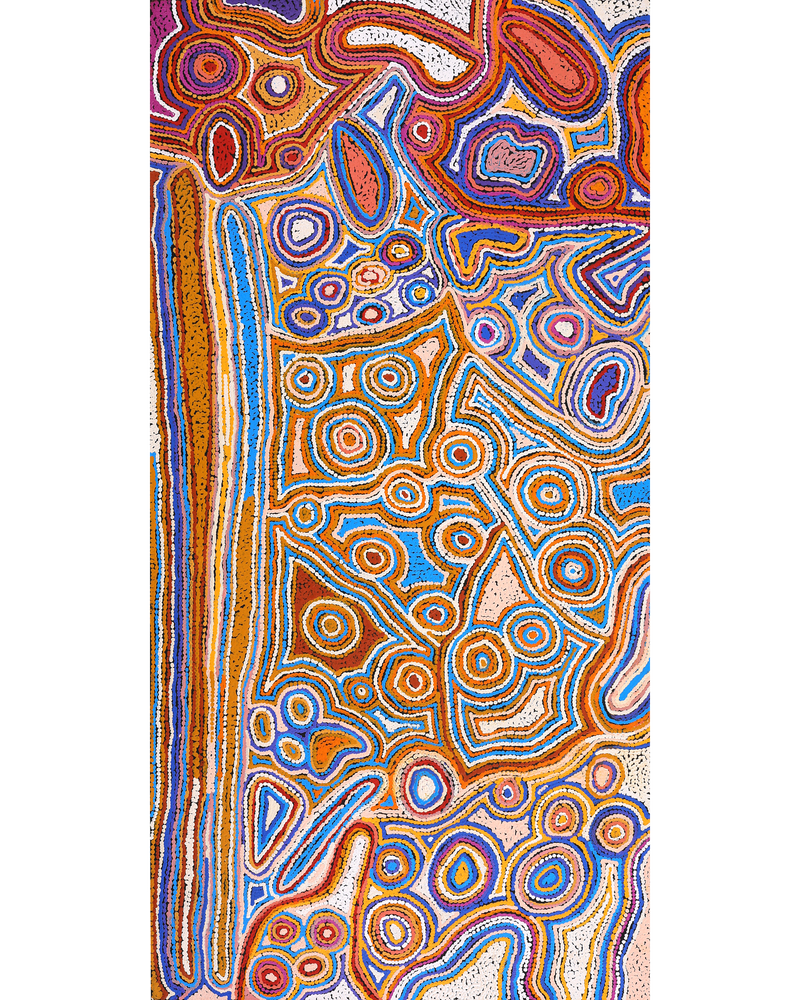 Aboriginal Artwork by Sarah Napaljarri Sims, Mina Mina Jukurrpa (Mina Mina Dreaming), 152x76cm