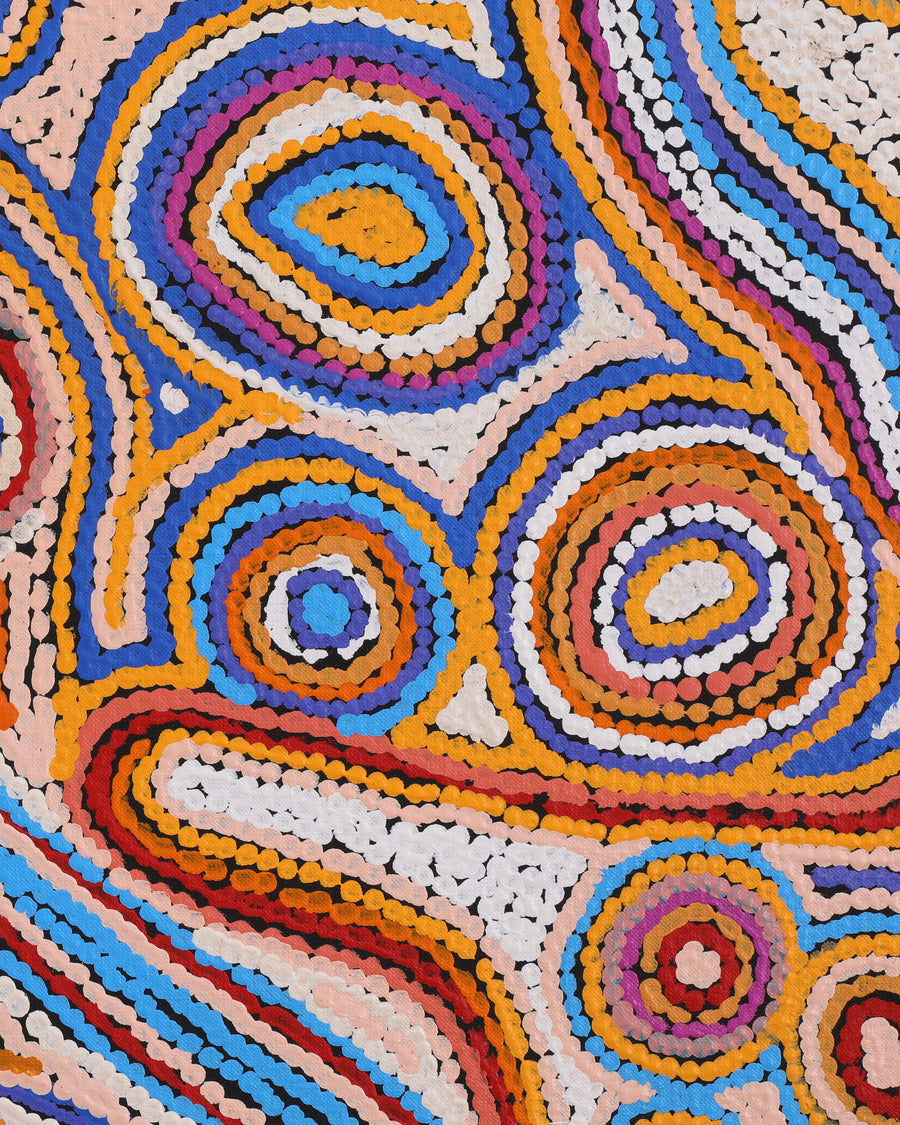 Aboriginal Artwork by Sarah Napaljarri Sims, Mina Mina Jukurrpa (Mina Mina Dreaming), 152x76cm