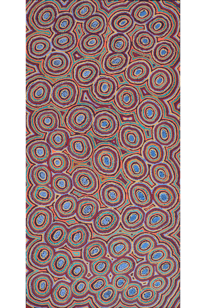 Aboriginal Art by Sarah Napaljarri Simms, Mina Mina Jukurrpa (Mina Mina Dreaming), 152x76cm - ART ARK®