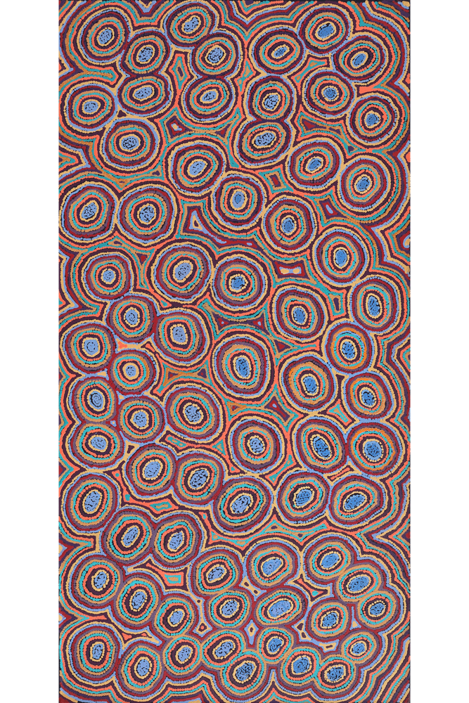Aboriginal Artwork by Sarah Napaljarri Simms, Mina Mina Jukurrpa (Mina Mina Dreaming), 152x76cm