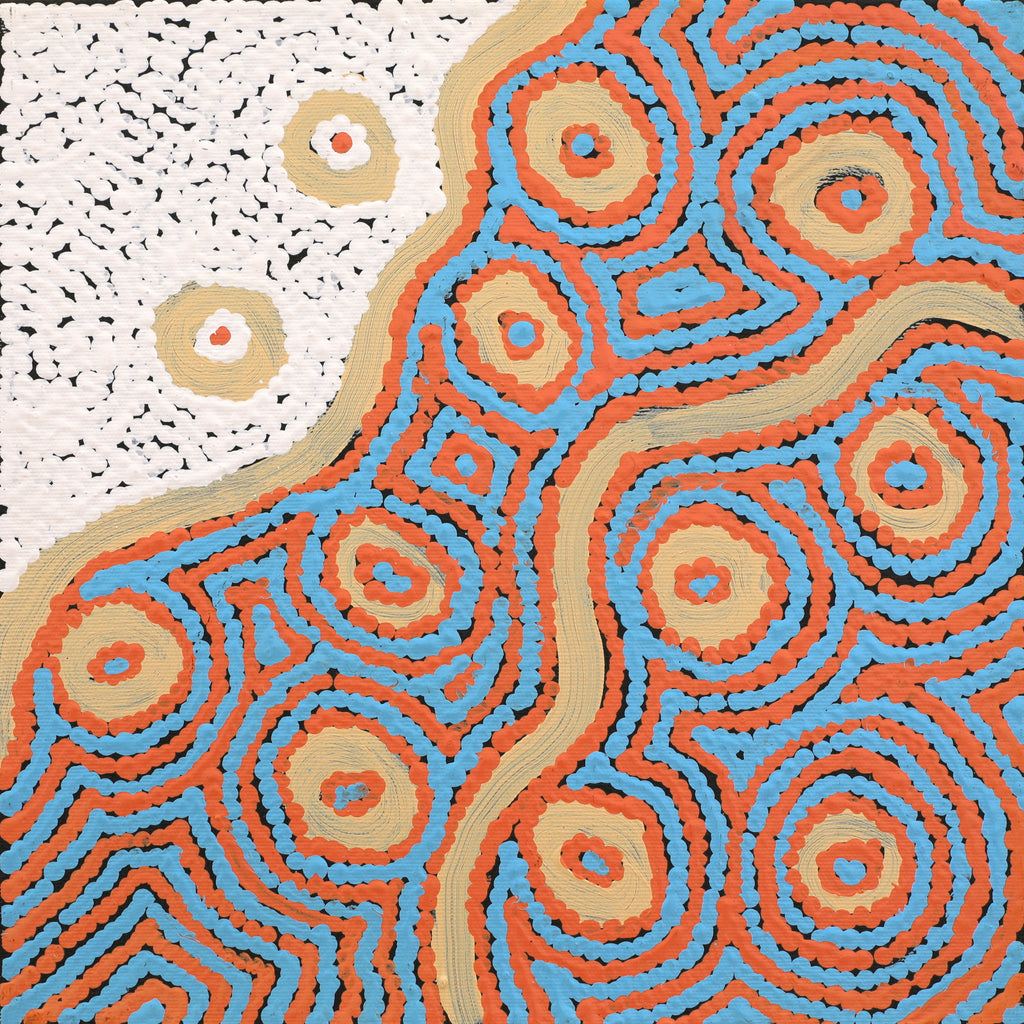 Aboriginal Art by Sarah Napaljarri Sims, Mina Mina Jukurrpa (Mina Mina Dreaming), 30x30cm - ART ARK®