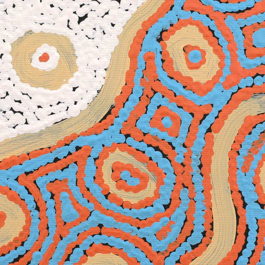 Aboriginal Artwork by Sarah Napaljarri Sims, Mina Mina Jukurrpa (Mina Mina Dreaming), 30x30cm