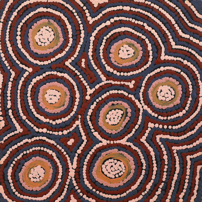 Aboriginal Artwork by Sarah Napaljarri Sims, Mina Mina Jukurrpa (Mina Mina Dreaming), 30x30cm
