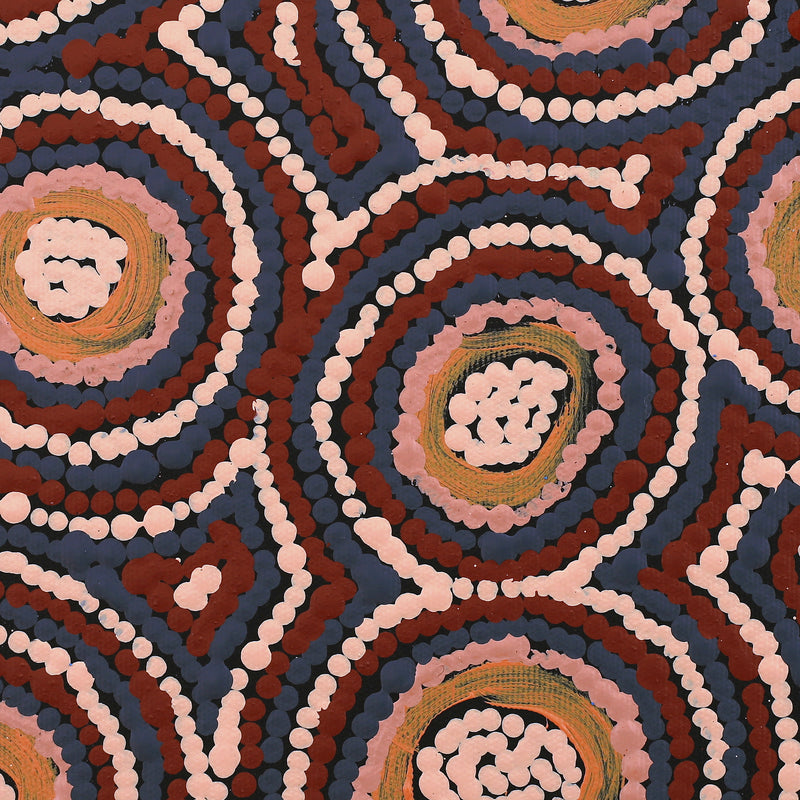 Aboriginal Artwork by Sarah Napaljarri Sims, Mina Mina Jukurrpa (Mina Mina Dreaming), 30x30cm