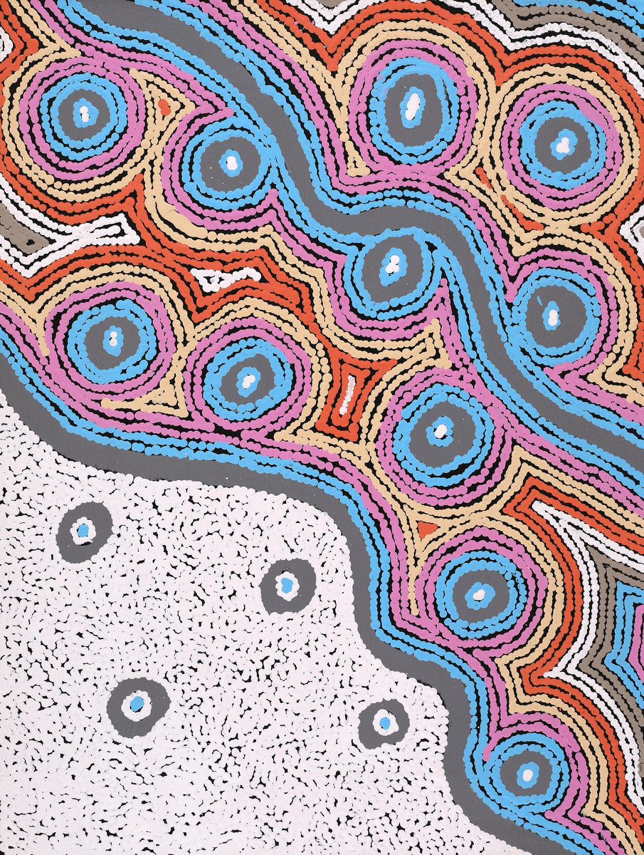 Aboriginal Art by Sarah Napaljarri Simms, Mina Mina Jukurrpa (Mina Mina Dreaming), 61x46cm - ART ARK®