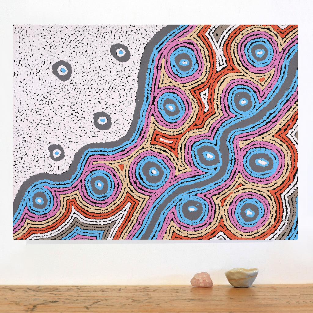 Aboriginal Artwork by Sarah Napaljarri Simms, Mina Mina Jukurrpa (Mina Mina Dreaming), 61x46cm - ART ARK®
