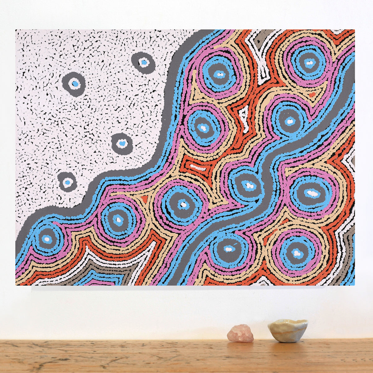 Aboriginal Art by Sarah Napaljarri Simms, Mina Mina Jukurrpa (Mina Mina Dreaming), 61x46cm - ART ARK®