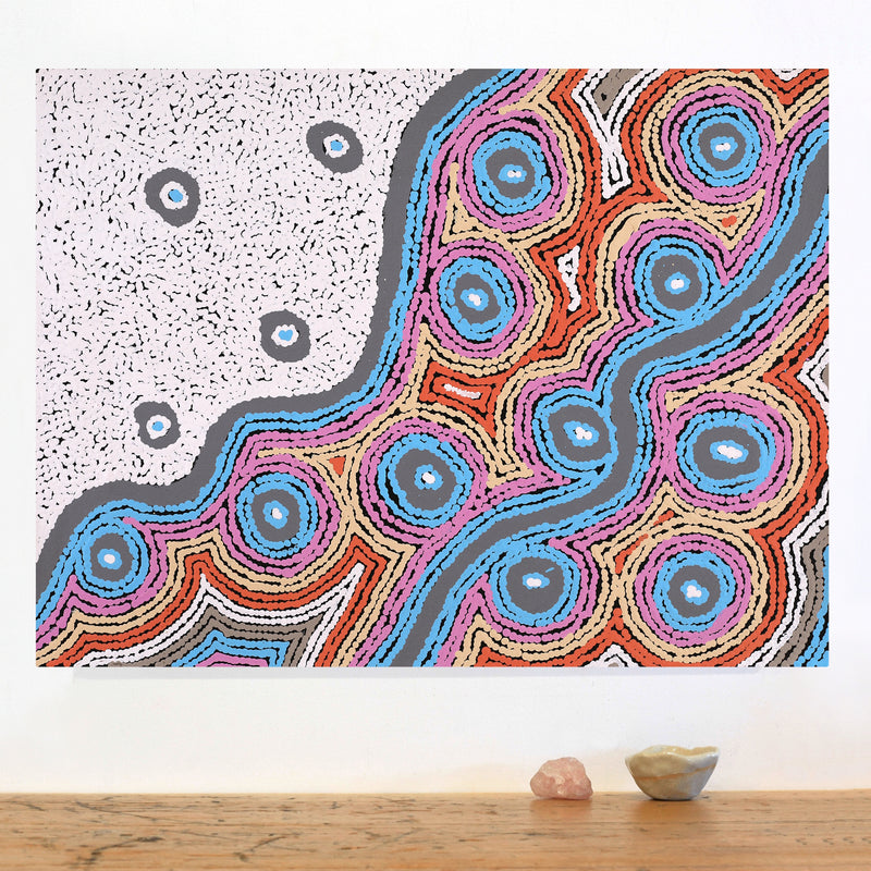 Aboriginal Artwork by Sarah Napaljarri Simms, Mina Mina Jukurrpa (Mina Mina Dreaming), 61x46cm