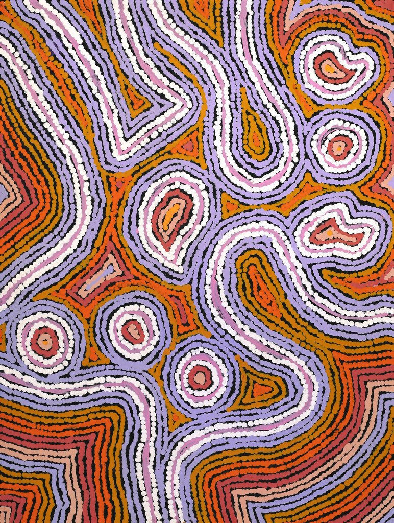 Aboriginal Art by Sarah Napaljarri Simms, Mina Mina Jukurrpa (Mina Mina Dreaming), 61x46cm - ART ARK®