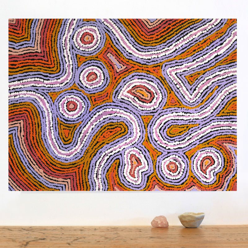 Aboriginal Art by Sarah Napaljarri Simms, Mina Mina Jukurrpa (Mina Mina Dreaming), 61x46cm - ART ARK®