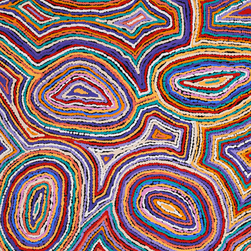 Aboriginal Artwork by Sarah Napaljarri Simms, Mina Mina Jukurrpa (Mina Mina Dreaming), 76x76cm