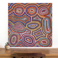Aboriginal Artwork by Sarah Napaljarri Simms, Mina Mina Jukurrpa (Mina Mina Dreaming), 76x76cm