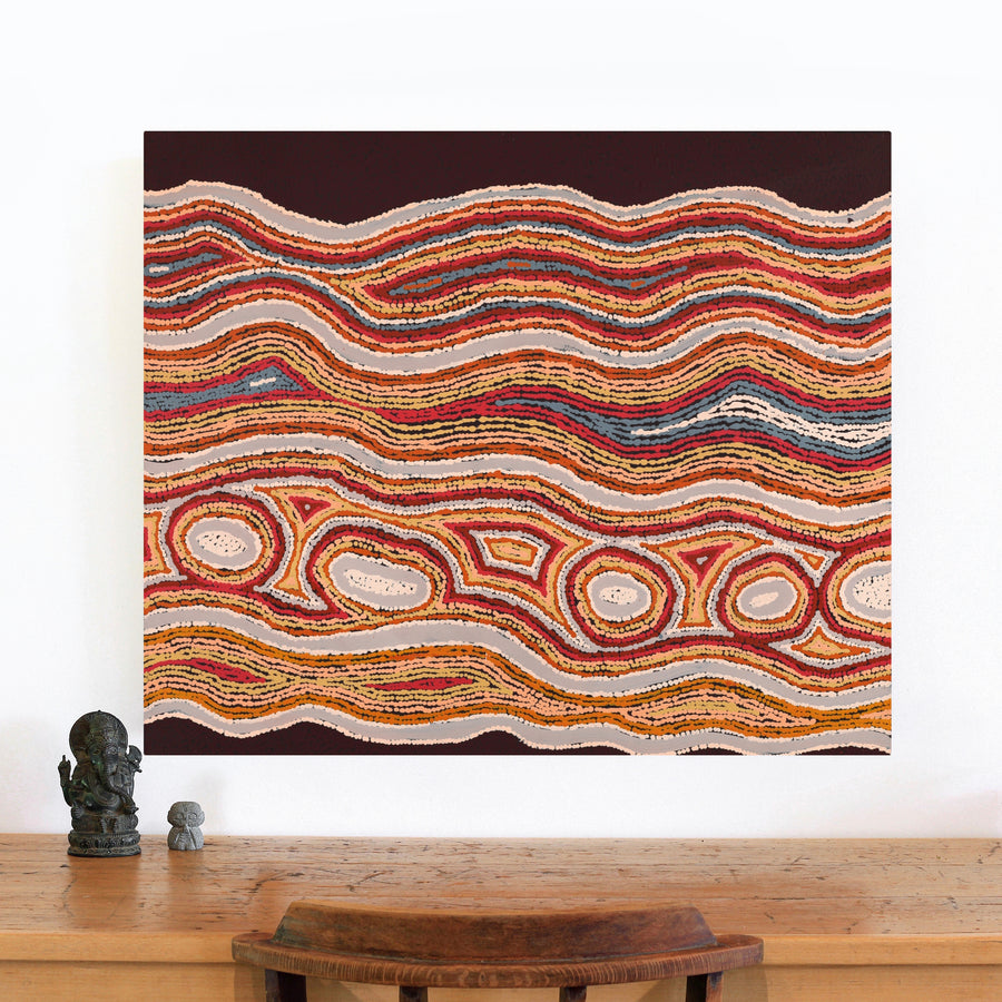 Aboriginal Artwork by Sarah Napaljarri Simms, Mina Mina Jukurrpa (Mina Mina Dreaming), 91x76cm