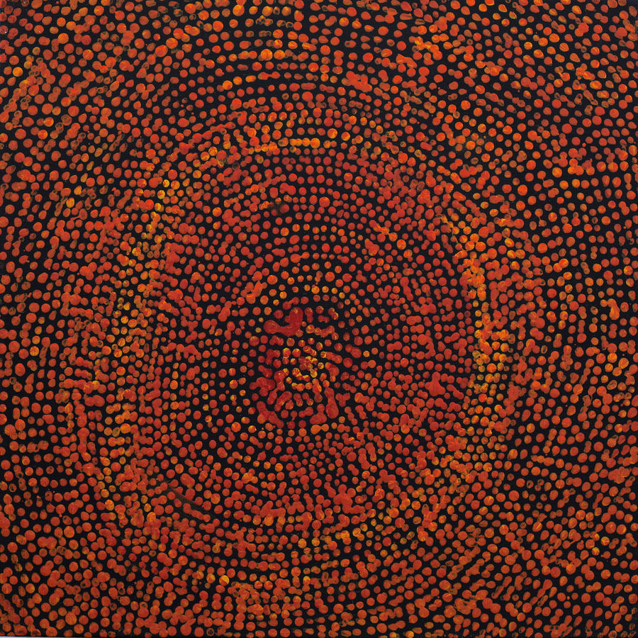 Aboriginal Artwork by Sarah Napurrurla Leo, Ngapa Jukurrpa (Water Dreaming) - Puyurru, 30x30cm