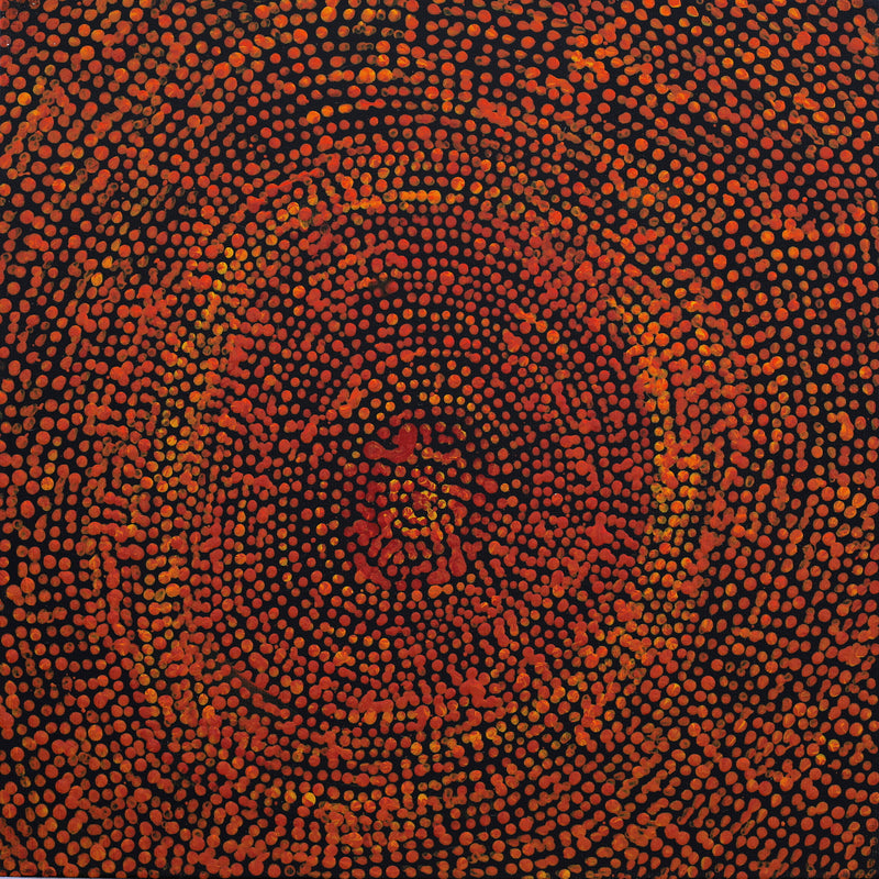 Aboriginal Artwork by Sarah Napurrurla Leo, Ngapa Jukurrpa (Water Dreaming) - Puyurru, 30x30cm