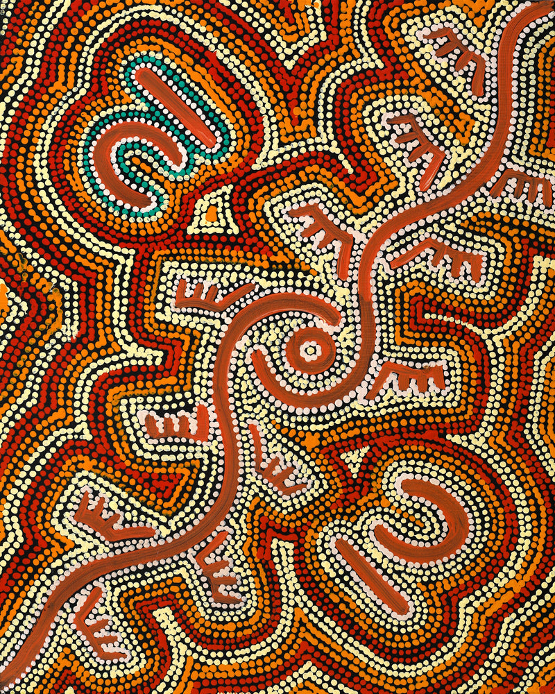 Aboriginal Artwork by Sebastian Japanangka Williams, Wardapi Jukurrpa (Goanna Dreaming) - Yarripurlangu, 50x40cm