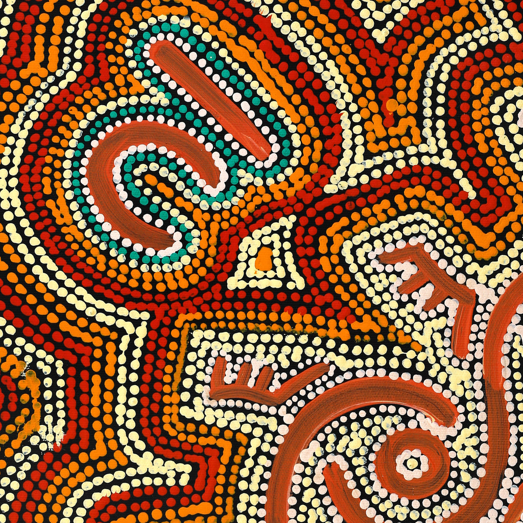 Aboriginal Artwork by Sebastian Japanangka Williams, Wardapi Jukurrpa (Goanna Dreaming) - Yarripurlangu, 50x40cm - ART ARK®