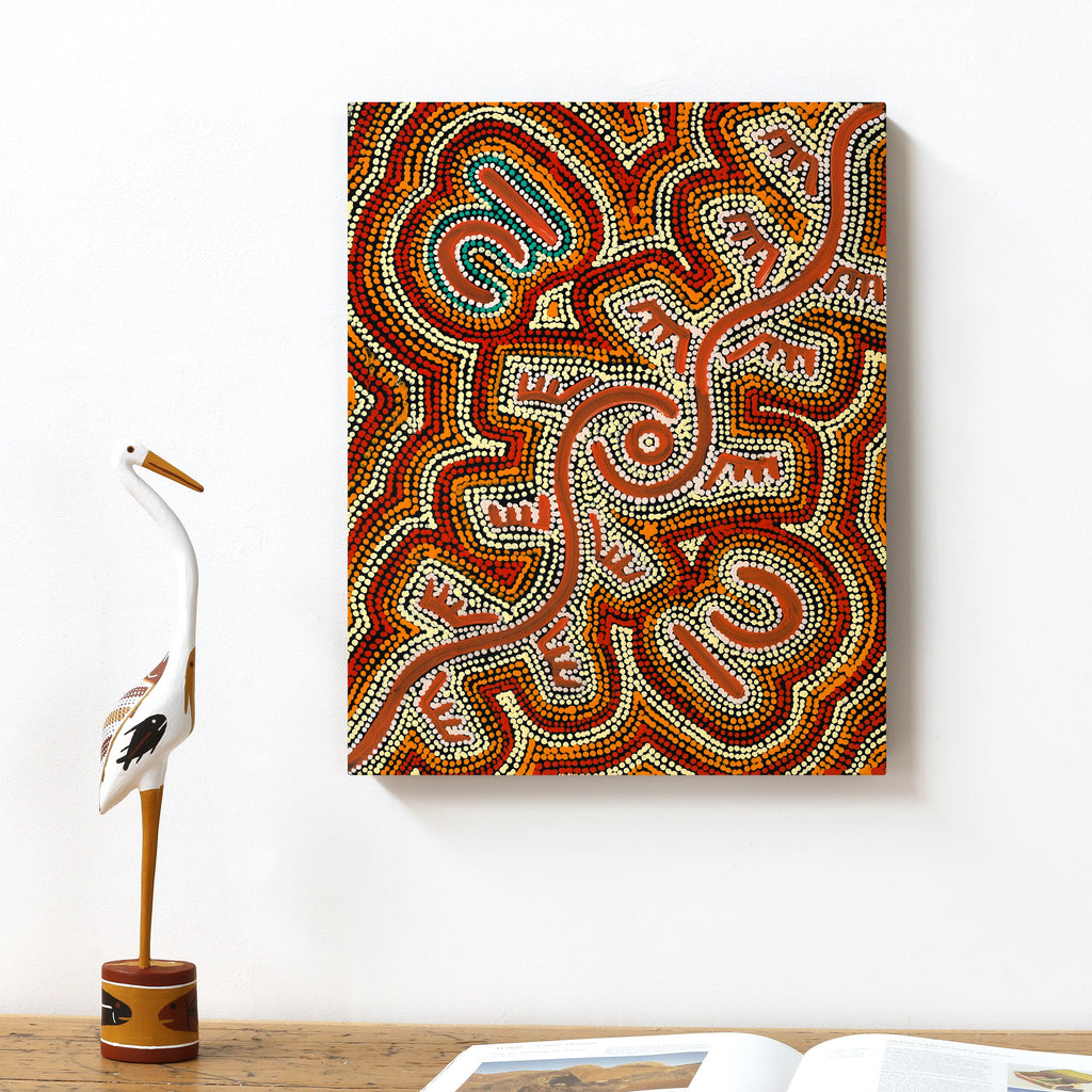 Aboriginal Artwork by Sebastian Japanangka Williams, Wardapi Jukurrpa (Goanna Dreaming) - Yarripurlangu, 50x40cm - ART ARK®