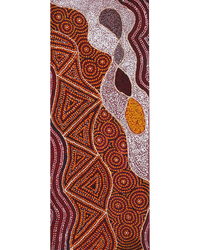Aboriginal Artwork by Selma Napanangka Tasman, Wanakiji Jukurrpa (Bush Tomato Dreaming), 76x30cm