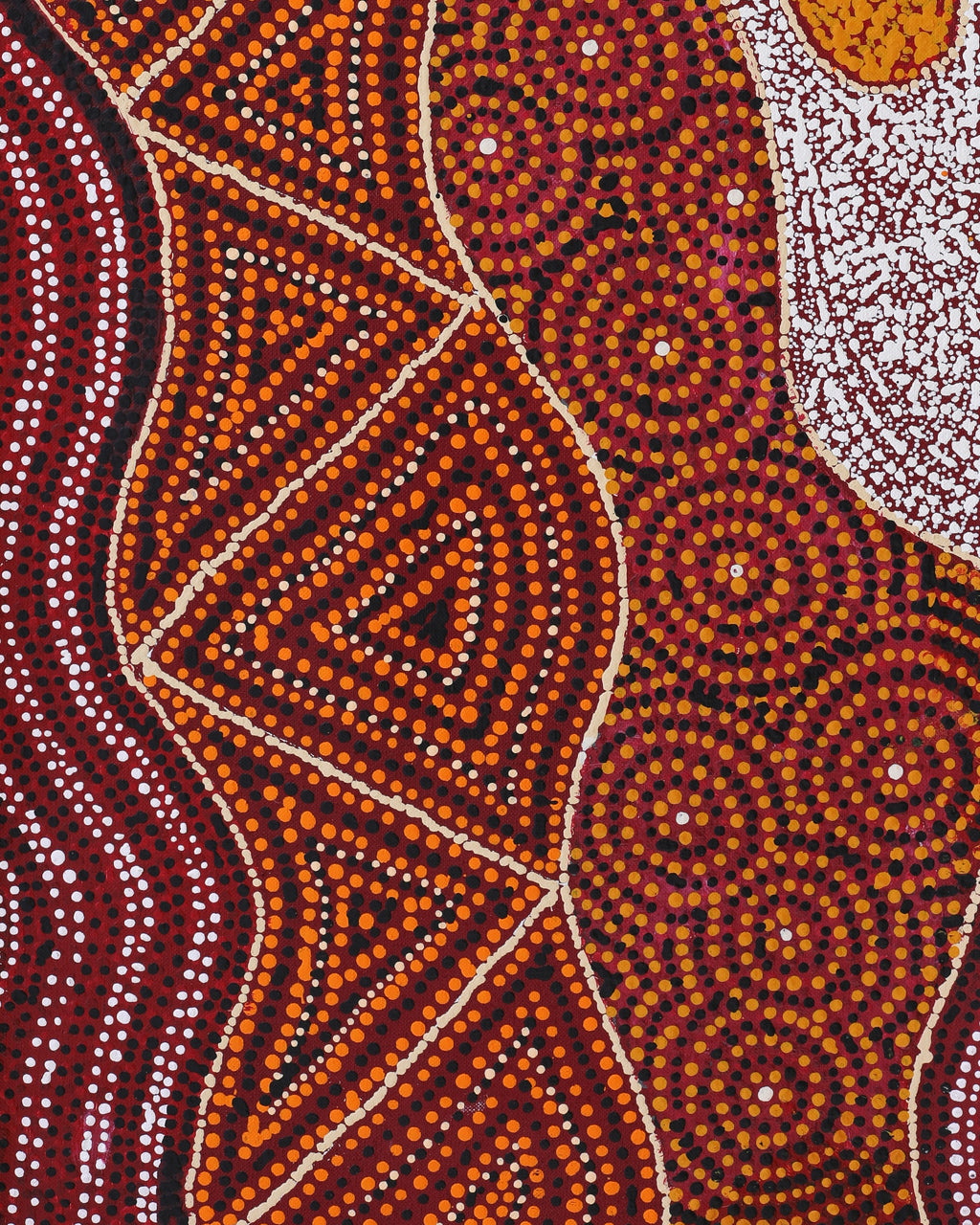 Aboriginal Artwork by Selma Napanangka Tasman, Wanakiji Jukurrpa (Bush Tomato Dreaming), 76x30cm